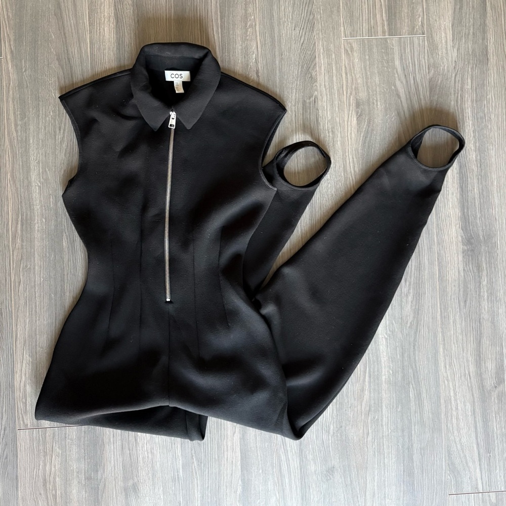 COS Black Zip-Front Sleeveless Jumpsuit